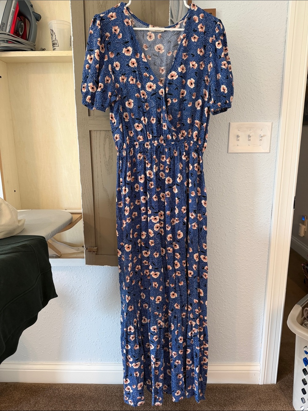 lovestitch Navy Floral Maxi Dress with Pink and Cream Blossoms